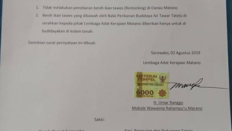 Pencegahan Penebaran Bibit Ikan Tawes Di Danau Matano untuk kelangsungan Hidup Ikan Purba Matano