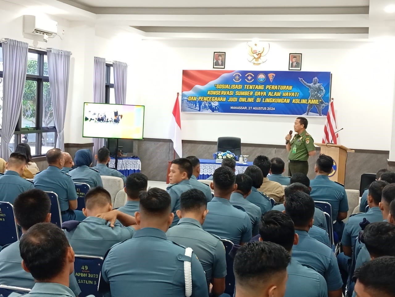 BBKSDA Sulsel Sosialisasi Peredaran TSL di Indonesia pada Latihan Fungsional Polisi Militer Kolinlamil Wilayah Timur I